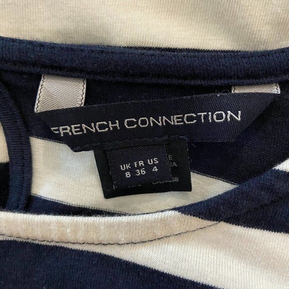 French Connection Navy and White Striped Long Sleeve Dress - Picture 7 of 8
